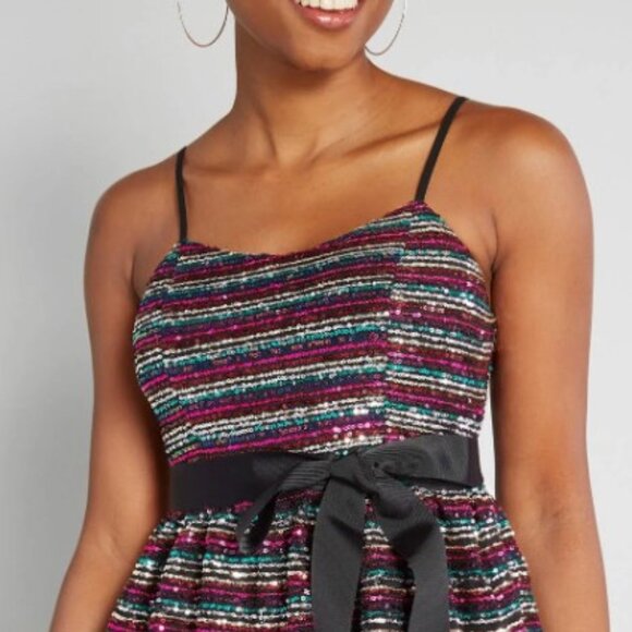 Modcloth Glistening Rainbows Sequin Mini Dress UK 8 / US 4 - Picture 3 of 8